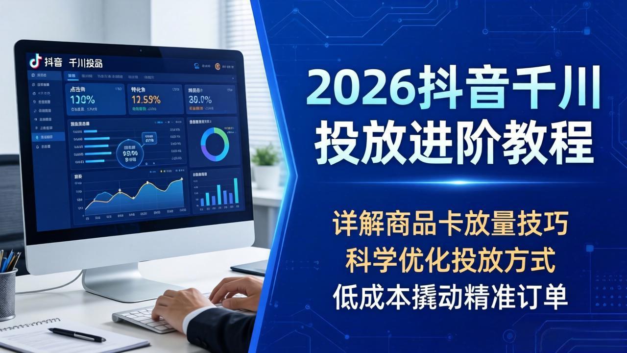 2026抖音千川投放进阶教程，详解商品卡放量技巧，科学优化投放方式，低成本撬动精准订单-鑫源云网创