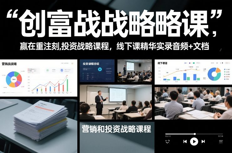 创富战略课，赢在重注时刻，营销和投资战略课程，线下课精华实录音频+文档-鑫源云网创