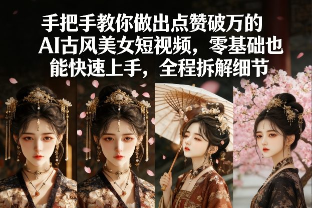手把手教你做出点赞破万的AI古风美女短视频,零基础也能快速上手,全程拆解细节-鑫源云网创