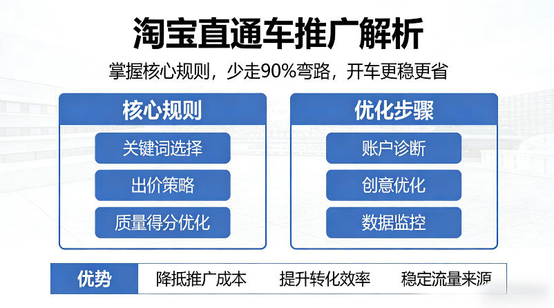 淘宝直通车推广解析，掌握核心规则，少走90%弯路，开车更稳更省-鑫源云网创