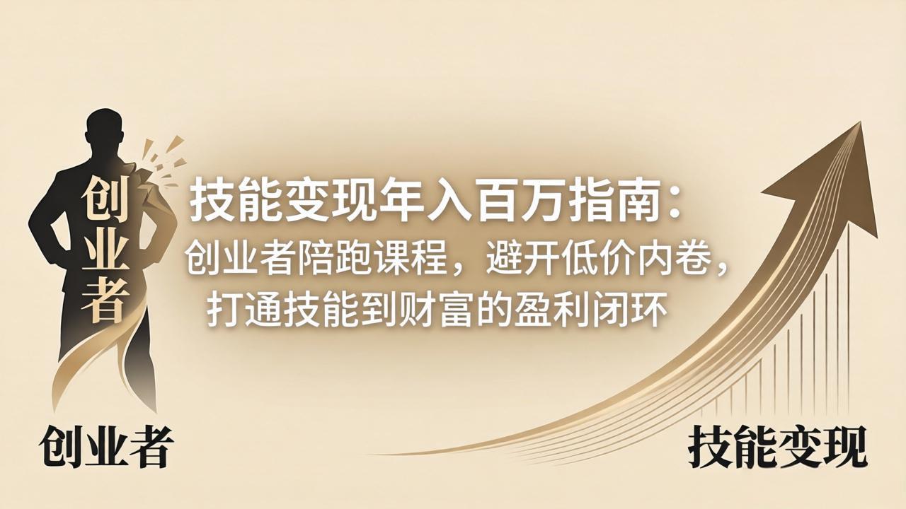 技能变现年入百万指南：创业者陪跑课程，避开低价内卷，打通技能到财富的盈利闭环-鑫源云网创