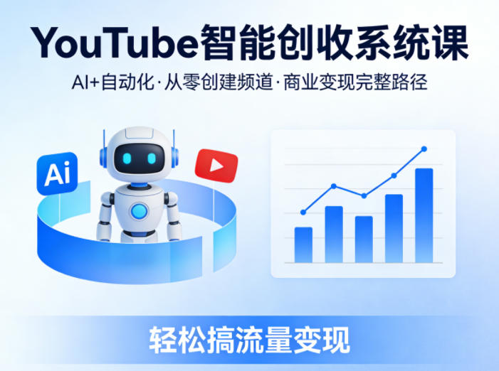 YouTube智能创收系统课，AI+自动化，从零创建YouTube频道并实现商业变现的完整路径，轻松搞流量变现-鑫源云网创