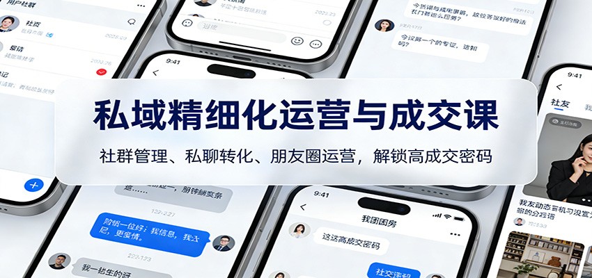 私域精细化运营与成交课：社群管理、私聊转化、朋友圈运营，解锁高成交密码-鑫源云网创