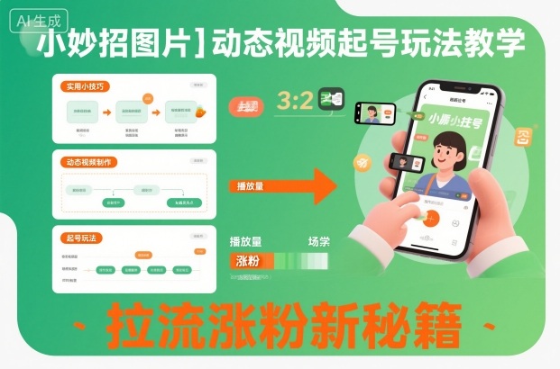小妙招图片+动态视频起号玩法教学,拉流涨粉新秘籍-鑫源云网创