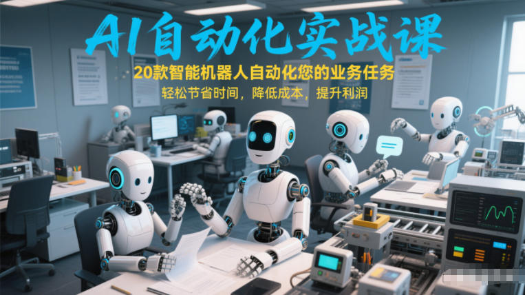 AI自动化实战课：20款智能机器人自动化您的业务任务，轻松节省时间，降低成本，提升利润-鑫源云网创