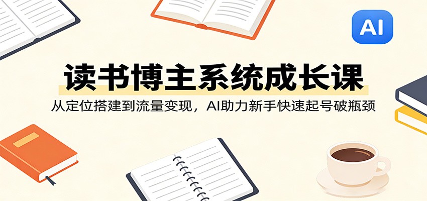 读书博主系统成长课:从定位搭建到流量变现,AI助力新手快速起号破瓶颈-鑫源云网创