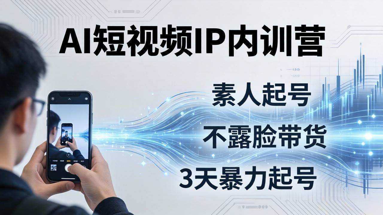 2026AI短视频IP内训营：从素人起号到不露脸带货，3天暴力起号全流程拆解-鑫源云网创