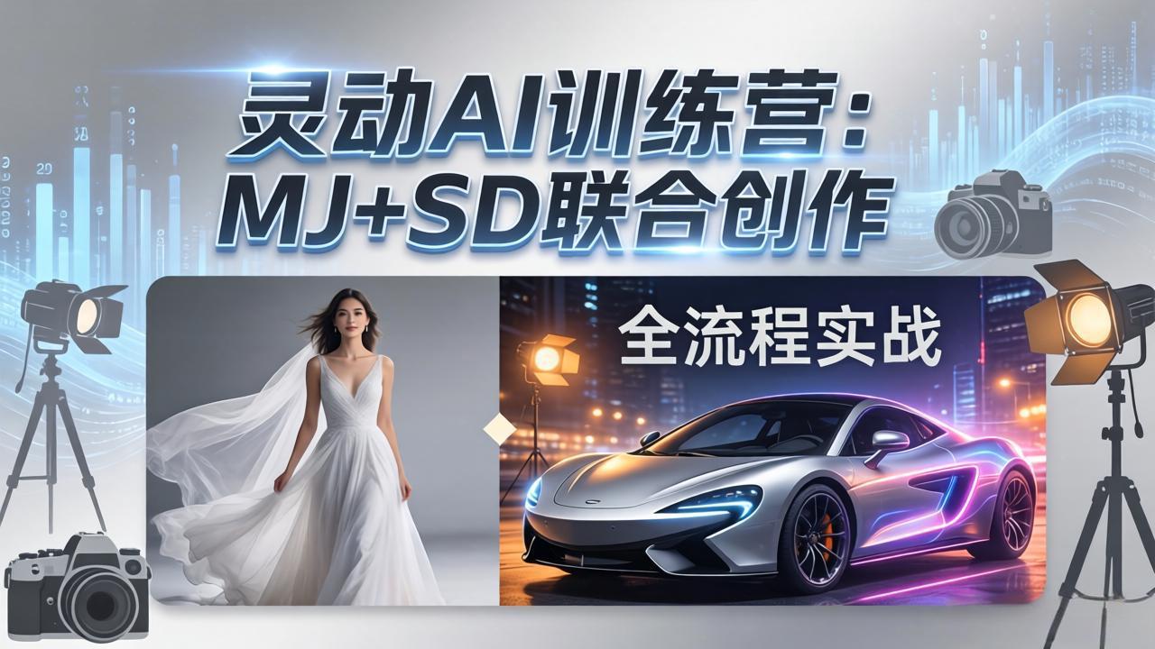 灵动AI训练营-3.0课程：MJ+SD联合创作，从婚纱大片到汽车广告，摄影后期全流程实战-鑫源云网创