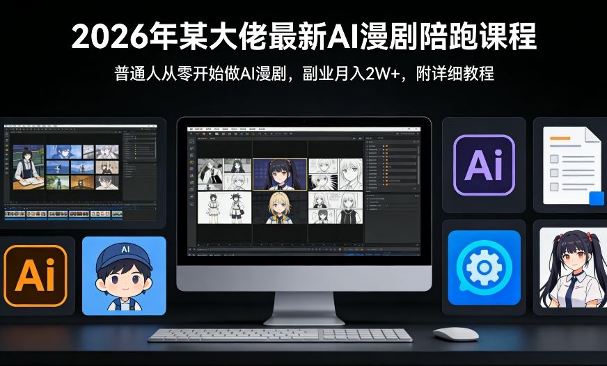 26年某大佬最新Ai漫剧陪跑课程，普通人从零开始做AI漫剧，副业月入2W+-鑫源云网创