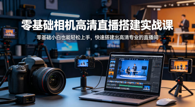 零基础相机高清直播间搭建实战课，小白也能轻松上手，快速搭建出高清专业的直播间-鑫源云网创
