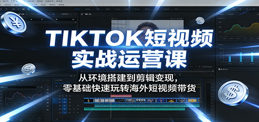 TIKTOK短视频实战运营课:从环境搭建到剪辑变现,零基础快速玩转海外短视频带货-鑫源云网创