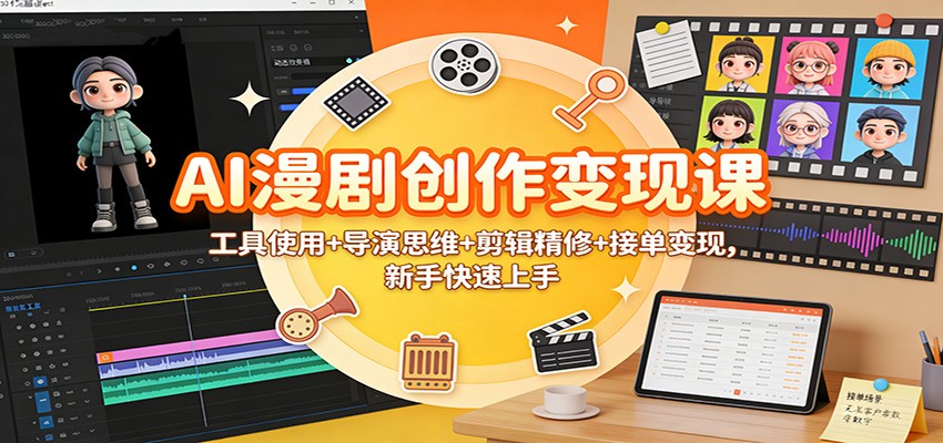 AI漫剧创作变现课：工具使用+导演思维+剪辑精修+接单变现，新手快速上手-鑫源云网创