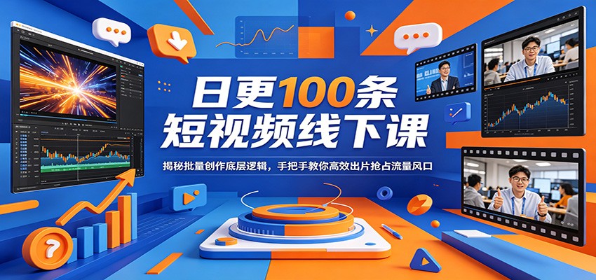 日更100条短视频线下课：揭秘批量创作底层逻辑，手把手教你高效出片抢占流量风口-鑫源云网创