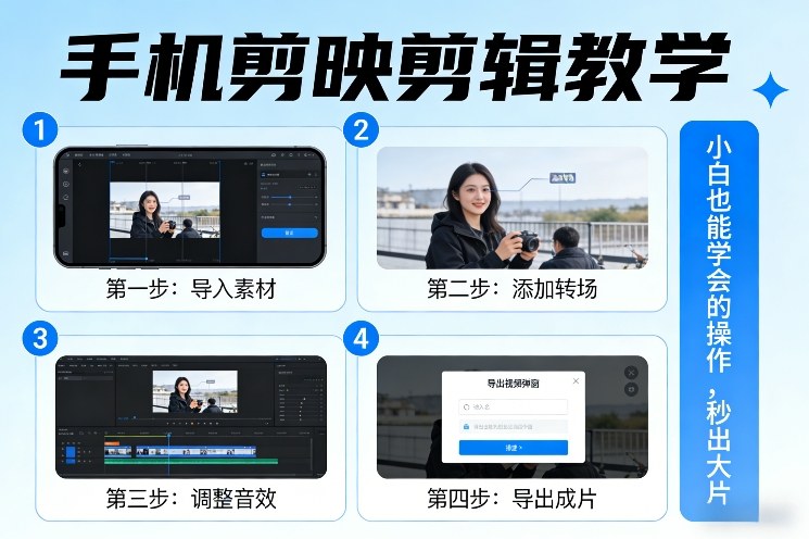 手机剪映剪辑教学，小白也能学会的操作，秒出大片-鑫源云网创