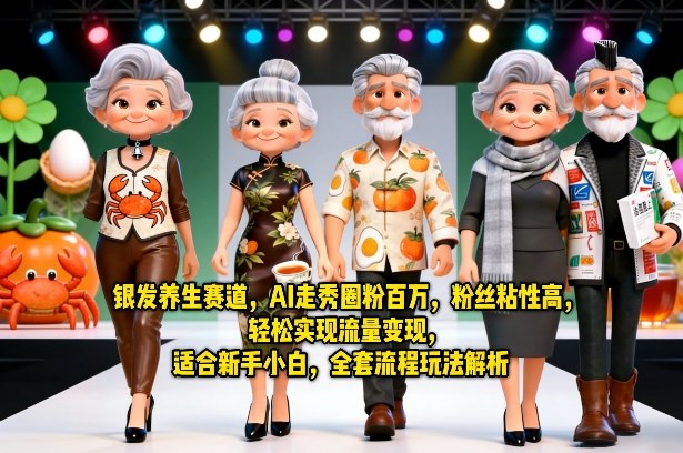 银发养生赛道，AI走秀圈粉百万，粉丝粘性高，轻松实现流量变现，适合新手小白，全套流程玩法解析-鑫源云网创