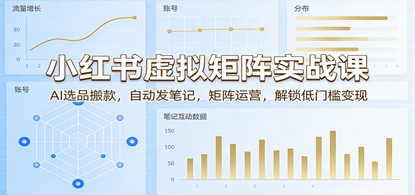 小红书虚拟矩阵实战课：AI选品搬款，自动发笔记，矩阵运营，解锁低门槛变现-鑫源云网创