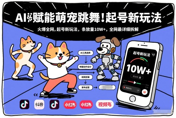 AI赋能萌宠跳舞，火爆全网，起号新玩法，条条播放量10W+，全网最详细拆解-鑫源云网创