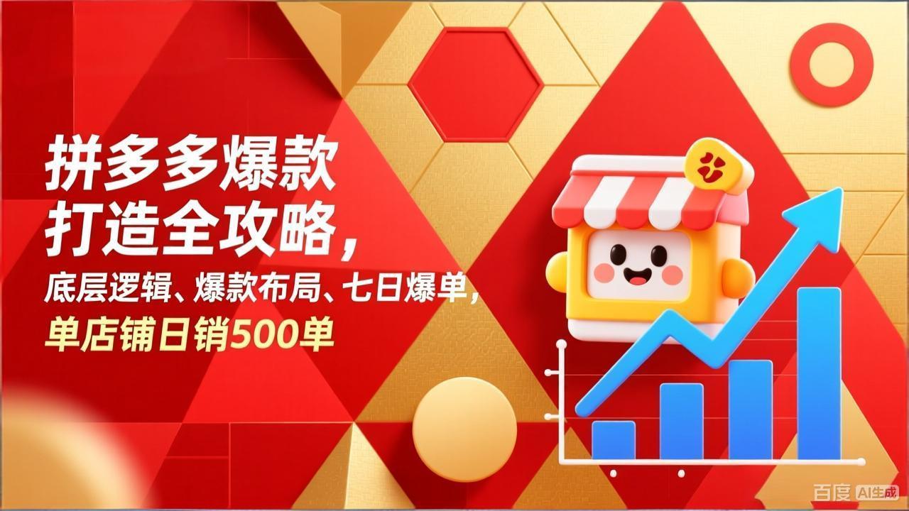 拼多多爆款打造全攻略，底层逻辑、爆款布局、七日爆单，单店铺日销500单-鑫源云网创