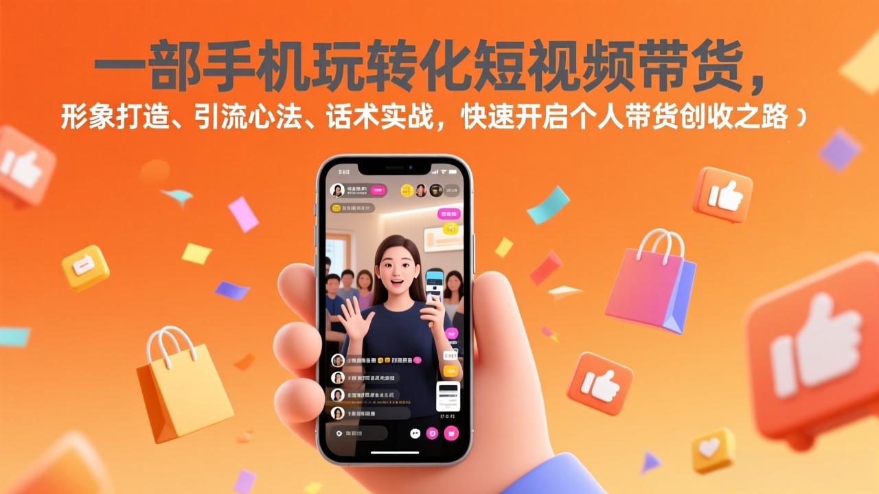 一部手机玩转化短视频带货，形象打造、引流心法、话术实战，快速开启个人带货创收之路-鑫源云网创