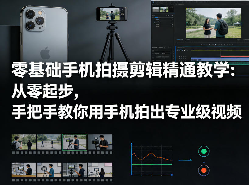 零基础手机拍摄剪辑精通教学:从零起步,手把手教你用手机拍出专业级视频-鑫源云网创