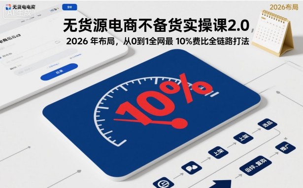 无货源电商不备货实操课2.0，2026年布局，从0到1全网最低10%费比全链路打法【更新】-鑫源云网创