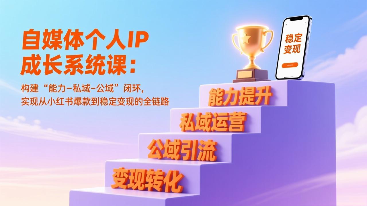 自媒体个人IP成长系统课：构建“能力-私域-公域”闭环，实现从小红书爆款到稳定变现的全链路-鑫源云网创