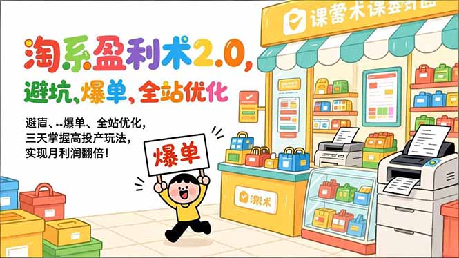 淘系盈利术2.0，避坑、爆单、全站优化，三天掌握高投产玩法，实现月利润翻倍！-鑫源云网创