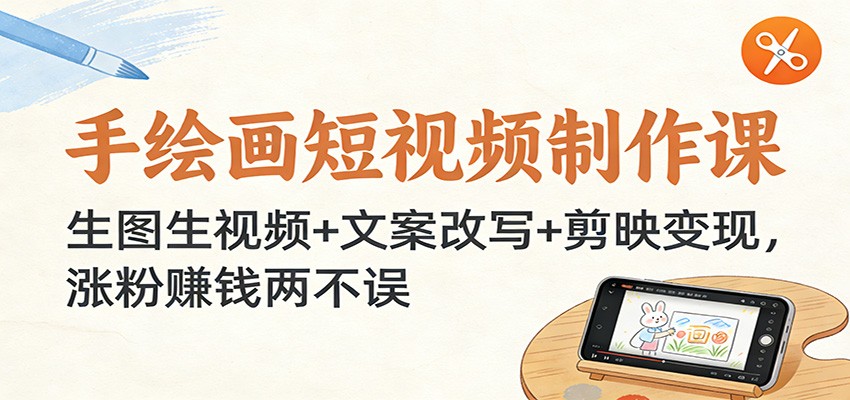 手绘画短视频制作课：生图生视频+文案改写+剪映变现，涨粉赚钱两不误-鑫源云网创