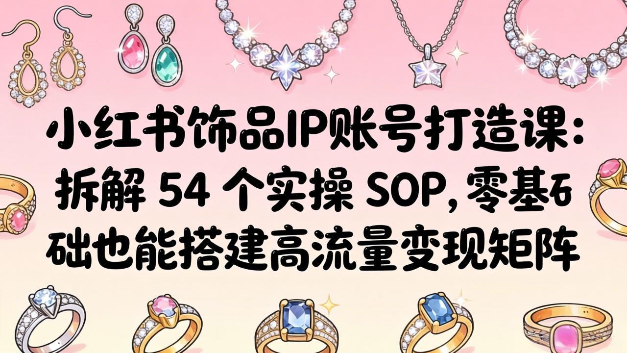 小红书饰品IP账号打造课：拆解 54 个实操 SOP，零基础也能搭建高流量变现矩阵-鑫源云网创