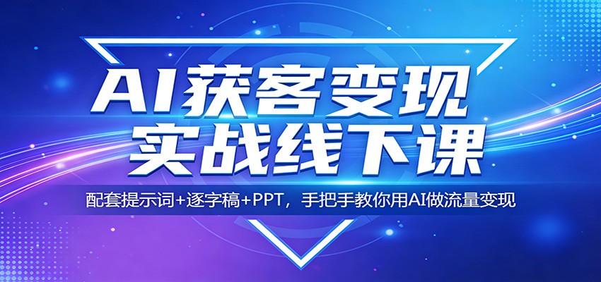 AI获客变现实战线下课:配套提示词+逐字稿+PPT,手把手教你用AI做流量变现-鑫源云网创