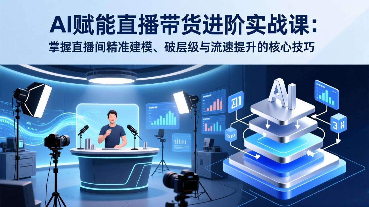 AI赋能直播带货进阶实战课：掌握直播间精准建模、破层级与流速提升的核心技巧-鑫源云网创