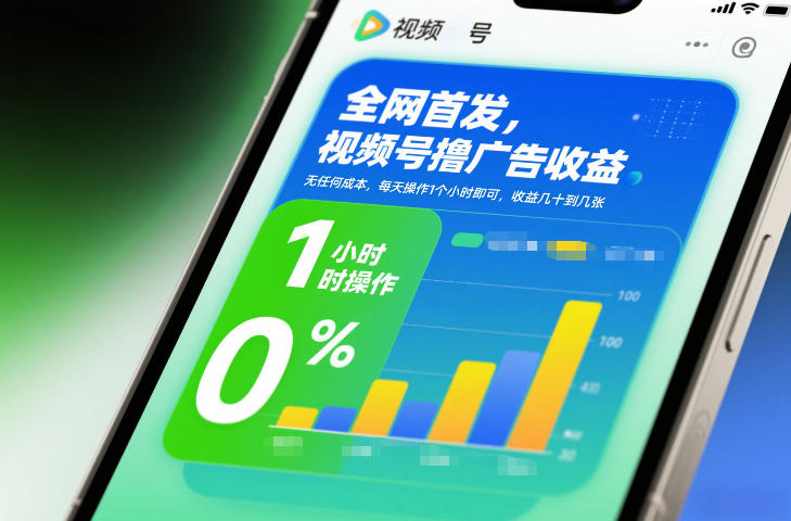 全网首发，视频号撸广告收益，无任何成本，每天操作1个小时即可，收益几十到几张-鑫源云网创