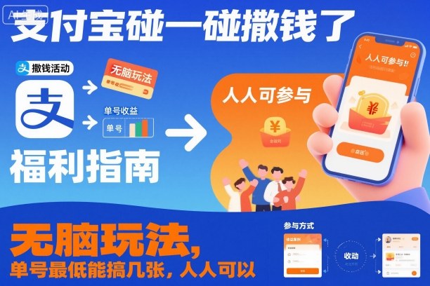支付宝碰一碰撒钱了，无脑玩法，单号最低能搞几张，人人可以撸【揭秘】-鑫源云网创