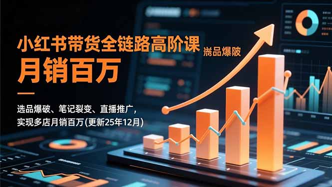 小红书带货全链路高阶课，选品爆破、笔记裂变、直播推广，实现多店月销百万(更新25年12月-鑫源云网创