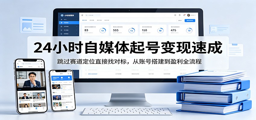 24小时自媒体起号变现速成，跳过赛道定位直接找对标，从账号搭建到盈利全流程-鑫源云网创