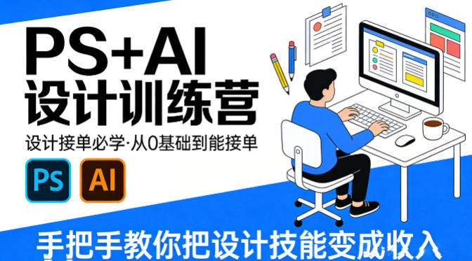 设计接单必学，PS+AI设计训练营，从0基础到能接单，手把手教你把设计技能变成收入-鑫源云网创