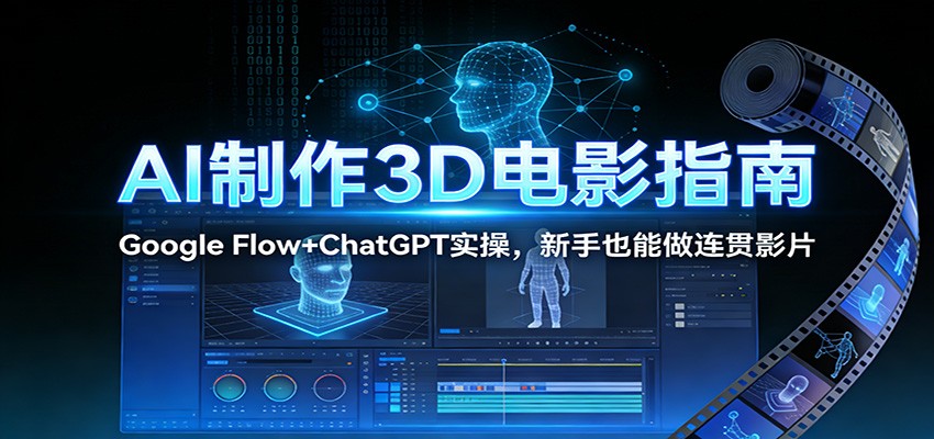 AI制作3D电影指南：Google Flow+ChatGPT实操，新手也能做连贯影片-鑫源云网创