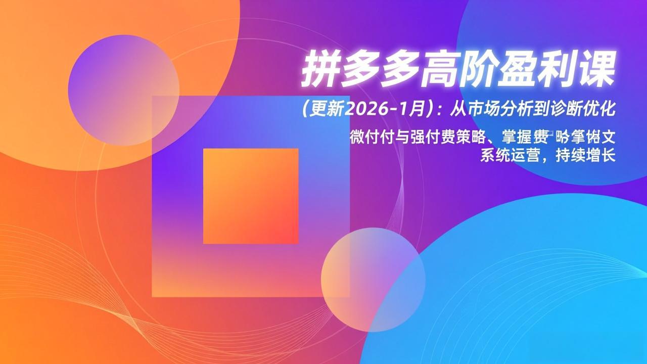 拼多多高阶盈利课(更新2026-1月-鑫源云网创