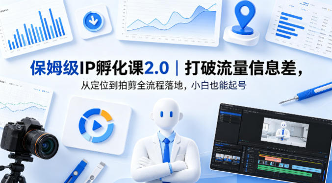 保姆级IP孵化课2.0｜打破流量信息差，从定位到拍剪全流程落地，小白也能起号-鑫源云网创