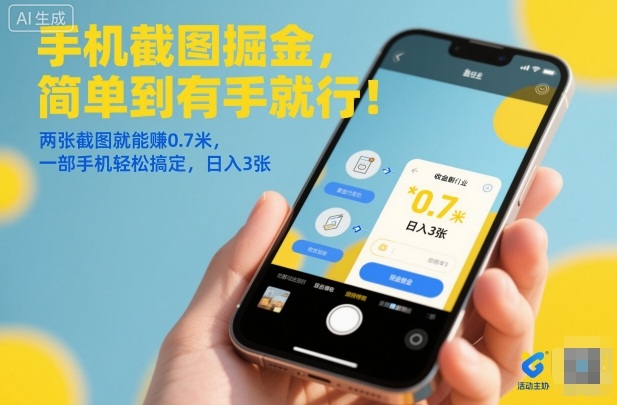 手机截图掘金,简单到有手就行!两张截图就能賺0.7米,一部手机轻松搞定,日入3张【揭秘】-鑫源云网创