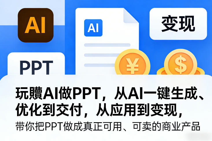 玩賺AI做PPT，从AI一键生成、优化到交付，从应用到变现，带你把PPT做成真正可用、可卖的商业产品-鑫源云网创