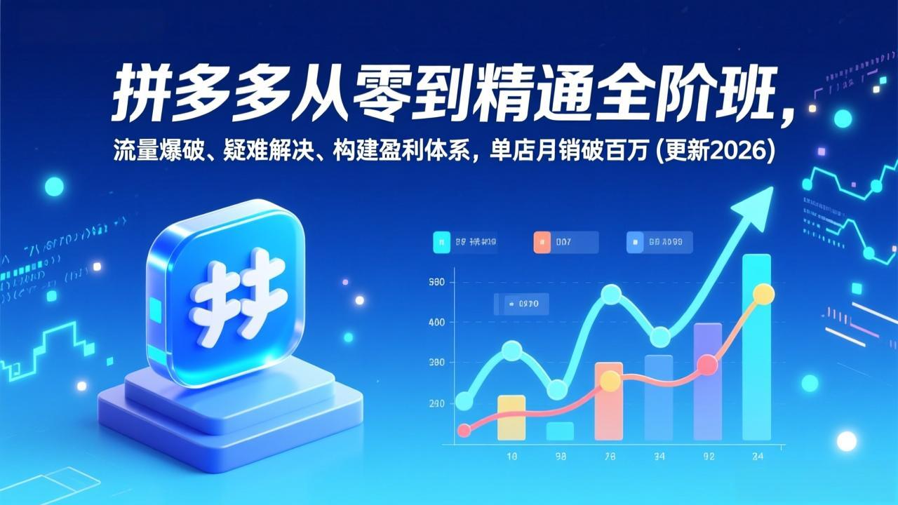 拼多多从零到精通全阶班，流量爆破、疑难解决，构建盈利体系，单店月销破百万(更新2026-鑫源云网创