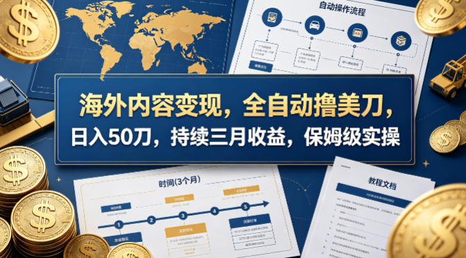 海外内容变现，全自动撸美刀，日入50刀，持续三月收益，保姆级实操【揭秘】-鑫源云网创