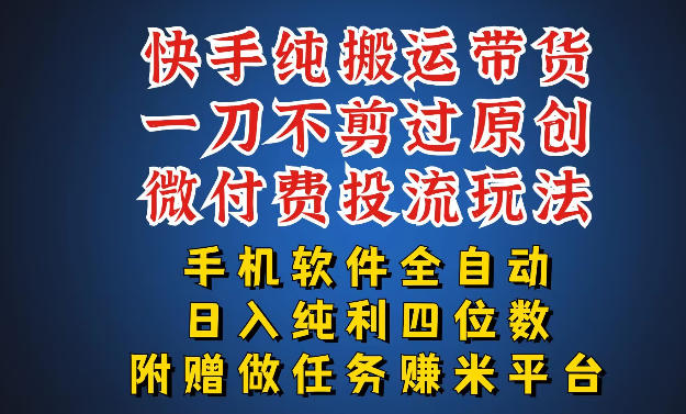 最新黑科技快手搬运带货方法,手机就能操作,轻松带你日入四位数【揭秘】-鑫源云网创