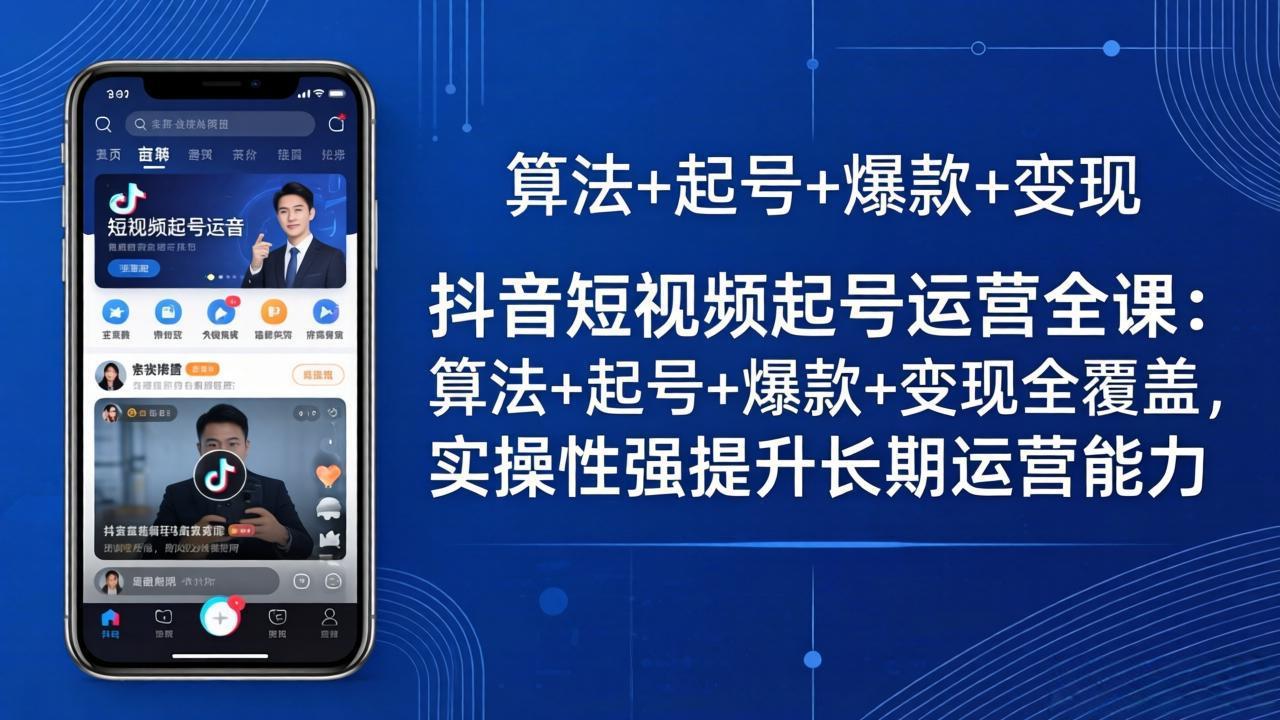 抖音短视频起号运营全课：算法+起号+爆款+变现全覆盖，实操性强提升长期运营能力-鑫源云网创