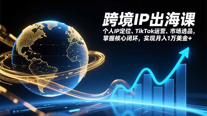跨境IP出海课，个人IP定位、TikTok运营、市场选品，掌握核心闭环，实现月入1万美金+-鑫源云网创