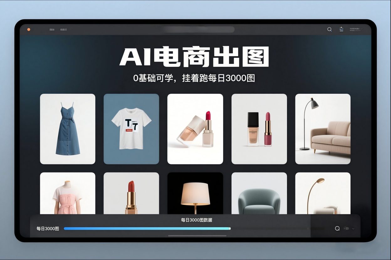 AI电商出图，0基础可学，挂着跑每日3000图-鑫源云网创