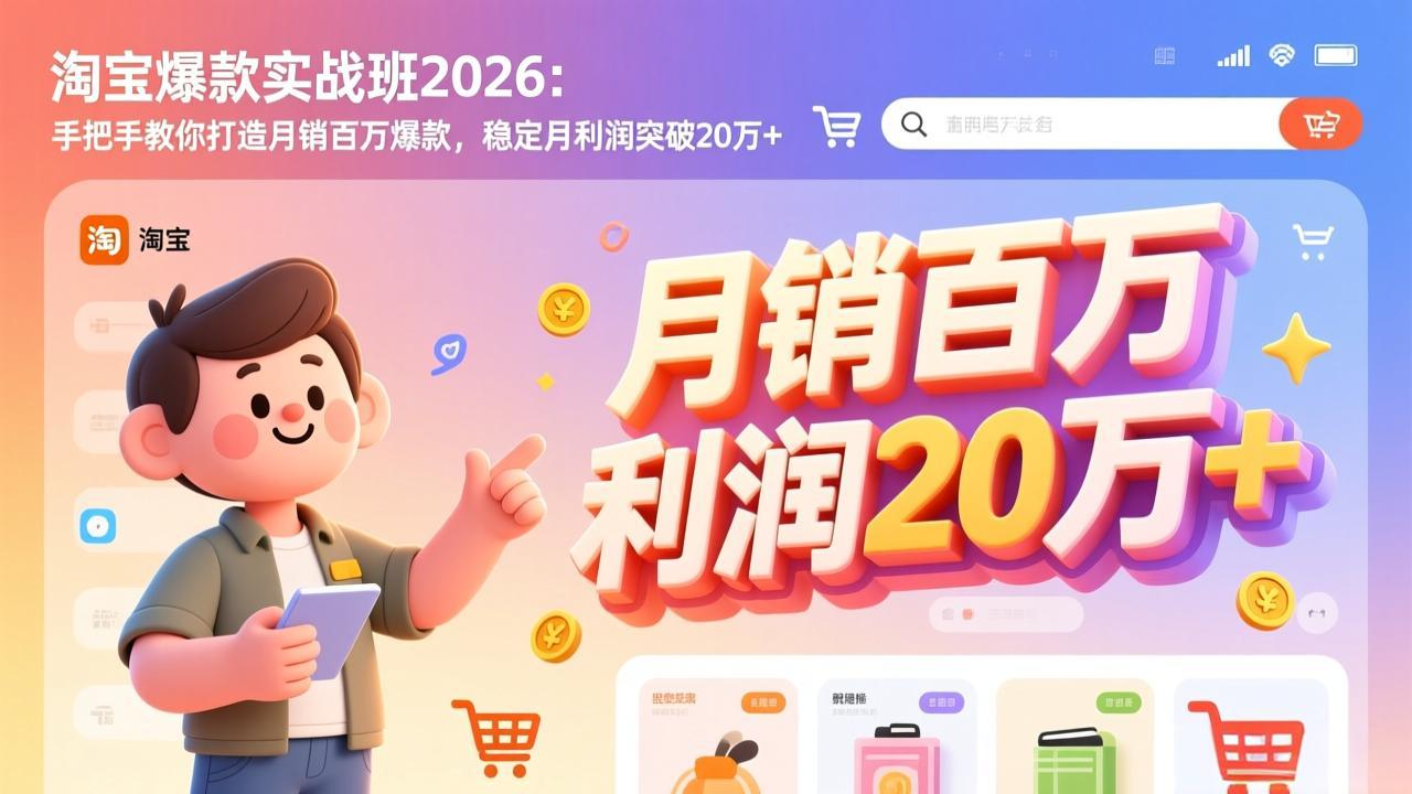 淘宝爆款实战班-2026年2月更新：手把手教你打造月销百万爆款，稳定月利润突破20万+-鑫源云网创
