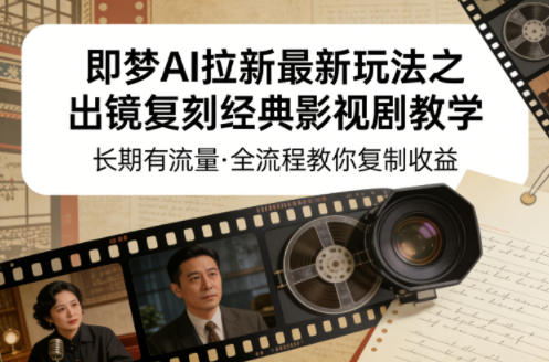 即梦AI拉新最新玩法之出镜复刻经典影视剧教学,长期有流量,全流程教你复制收益-鑫源云网创