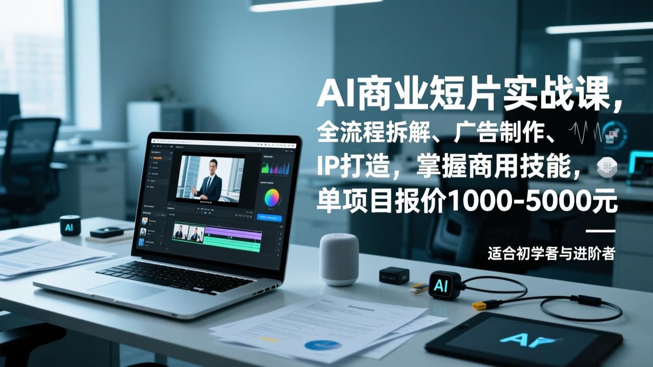 AI商业短片实战课，全流程拆解、广告制作、IP打造，掌握商用技能，单项目报价1000-5000元-鑫源云网创